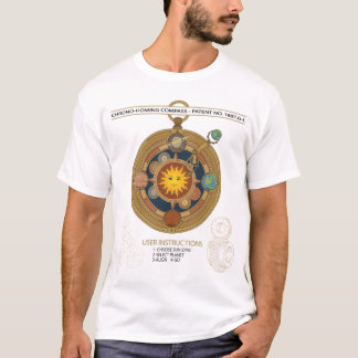Grappige Vintage Zonnestelsel Steampunk Kompas T-shirt
