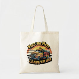 Grappige Vintage Zonsondergang Vuurweerwagen Tote Bag