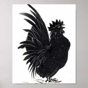 Grappige vintage zwarte haan kip  poster
