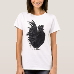 Grappige vintage zwarte haan kip t-shirt