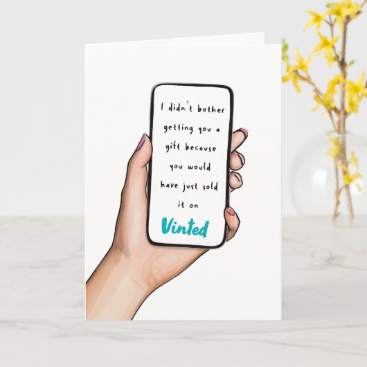 Grappige Vinted Verjaardag Kaart voor vrienden en  (Gele Bloem)