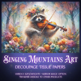 Grappige Violist Raccoon Wildflowers Decoupage Tissuepapier
