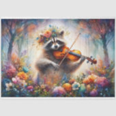 Grappige Violist Raccoon Wildflowers Decoupage Tissuepapier (Voorkant)