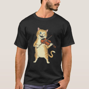 Grappige Viool Kat Muzikant Orkest Vioolspeler T-shirt