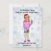 Grappige Virtuele Knuffels Prosecco Vrouw Kerstmis Feestdagenkaart (Voorkant)