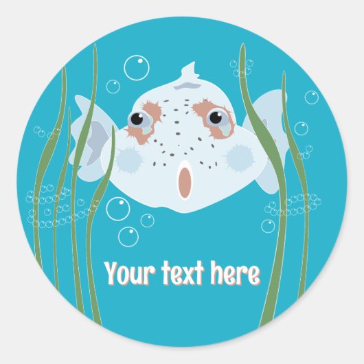 Grappige Vis Aangepaste Naam Mooie Oceaan Ronde Sticker (Voorkant)
