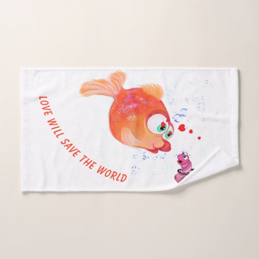 Grappige vis en worm badhanddoek set bad handdoek (Handdoek)