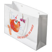 Grappige vis en worm cadeau tas groot cadeauzakje (Voorkant Gekanteld)