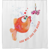 Grappige vis en worm douchegordijn (Voorkant)