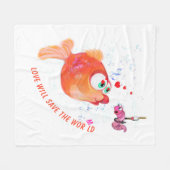 Grappige vis en worm fleece deken aangepaste tekst (Voorkant (Horizontaal))