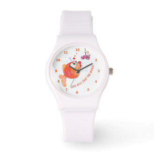 Grappige vis en worm horloge - aangepaste tekst