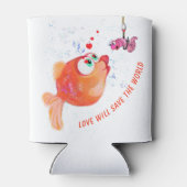 Grappige Vis en Worm Koelbox - aangepaste tekst Blikjeskoeler (Achterkant)