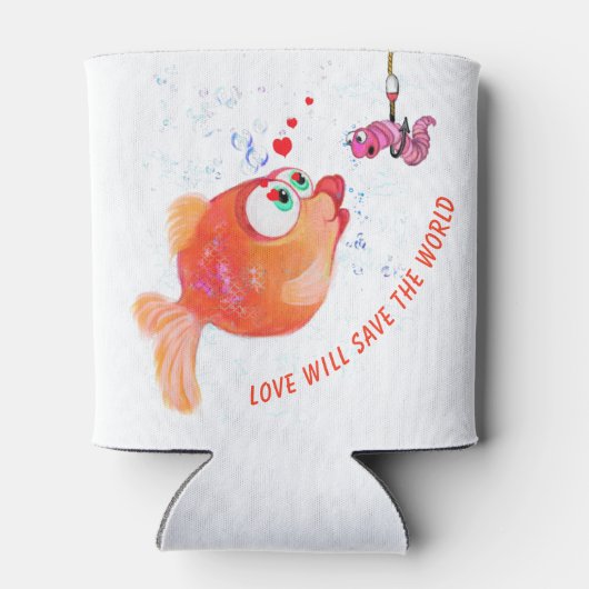 Grappige Vis en Worm Koelbox - aangepaste tekst Blikjeskoeler (Achterkant)