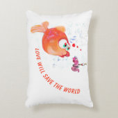 Grappige vis en worm kussen - aangepaste tekst (Voorkant(Verticaal))