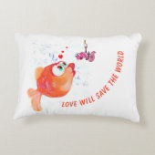 Grappige vis en worm kussen - aangepaste tekst (Achterkant)