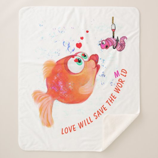 Grappige vis en worm sherpa deken - aangepaste tek (Voorkant)