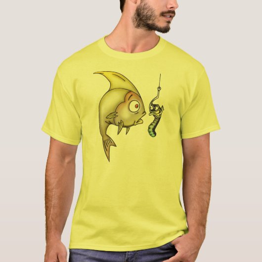 grappige vis en worm t-shirt (Voorkant)
