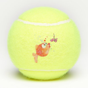 Grappige vis en worm tennisballen