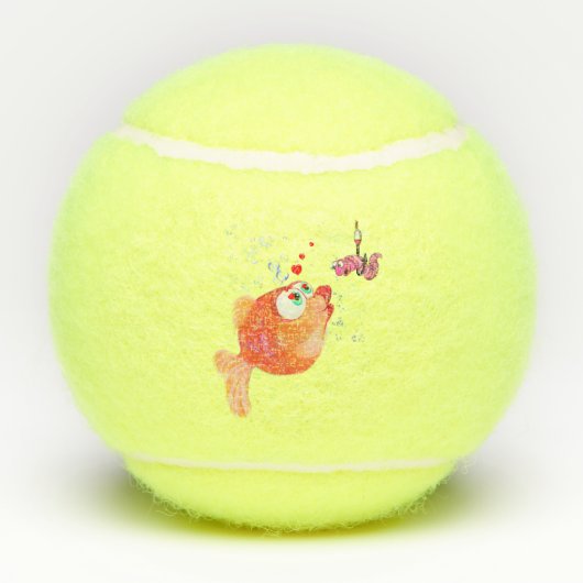 Grappige vis en worm tennisballen (Achterkant)