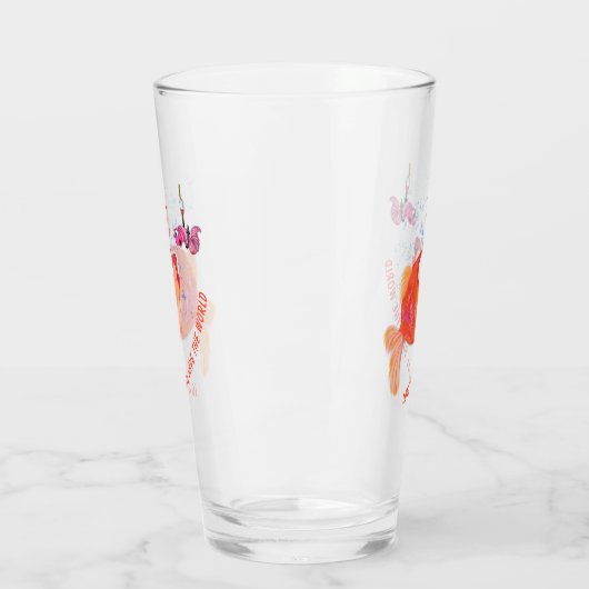 Grappige vis en wormglas - aangepaste tekst glas (Links)