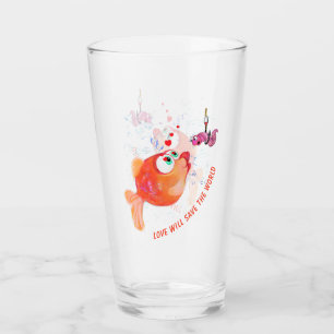 Grappige vis en wormglas - aangepaste tekst glas