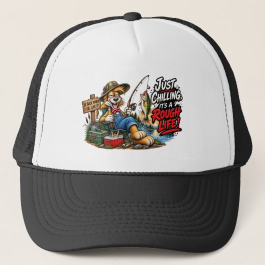 Grappige Vis Hond Ruwe Leven T-shirt Trucker Pet (Voorkant)