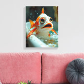 Grappige vis in bad canvas afdruk (Insitu (Woonkamer))