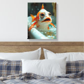 Grappige vis in bad canvas afdruk (Insitu (Slaapkamer))