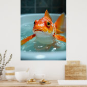 Grappige vis in bad poster (Keuken)