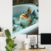 Grappige vis in bad poster (Thuiskantoor)