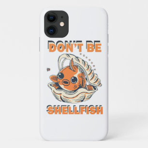 Grappige Vis in een Schelp Kunst Case-Mate iPhone Case