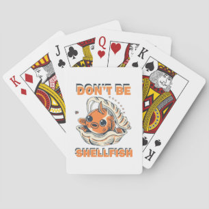 Grappige Vis in een Schelp Kunst Pokerkaarten