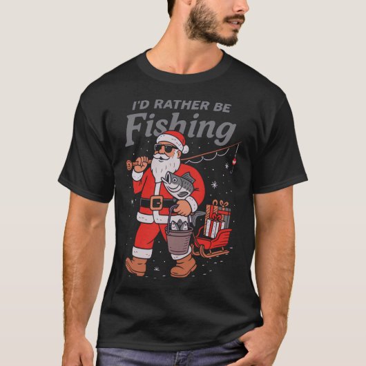 Grappige Vis Kerst Visvangst Xmas T-shirt (Voorkant)
