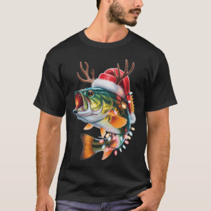Grappige Vis Kerstman Kerstvisser T-shirt