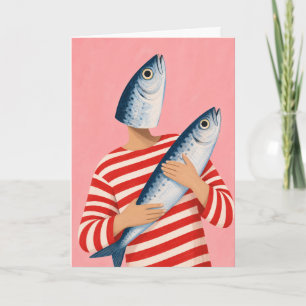Grappige Vis Knuffel Whimsical Sardine Kust Nautis Kaart