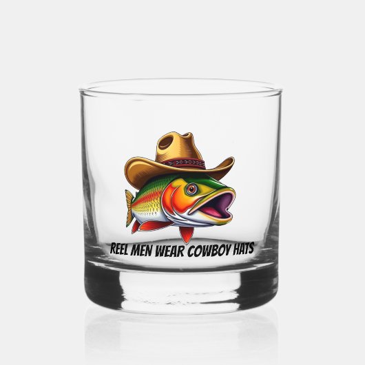 Grappige vis met een Cowboy Pet- Whisky Glas (Voorkant)
