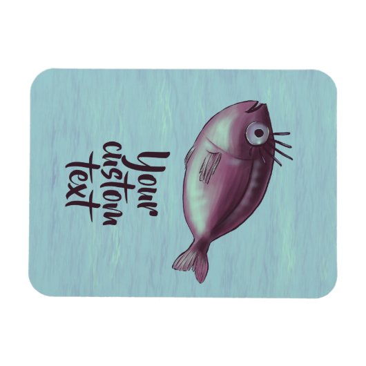 Grappige vis met Fancy wimpers aangepaste tekst Magneet (Horizontaal)