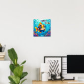 Grappige Vis | Mooie Cartoon Kinderkamer Kunst Poster (Thuiskantoor)
