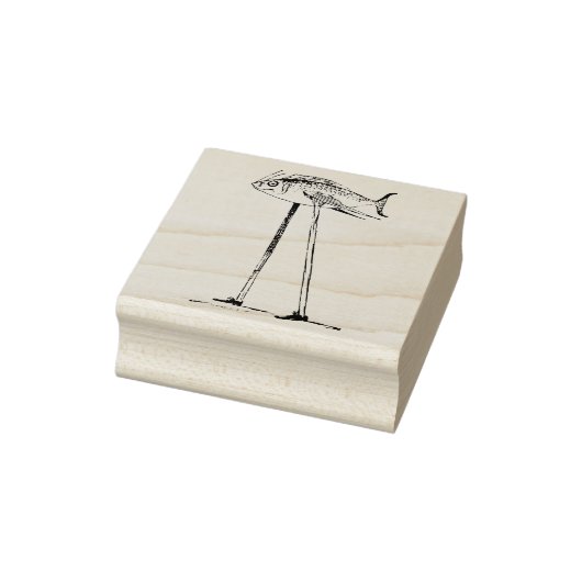 Grappige vis op stelten is terug op zijn voeten rubberstempel (Stempel)