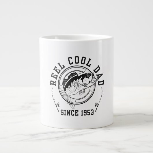 Grappige Vis Quote Reel Cool Vader Sinds 1953 Grote Koffiekop (Voorkant)