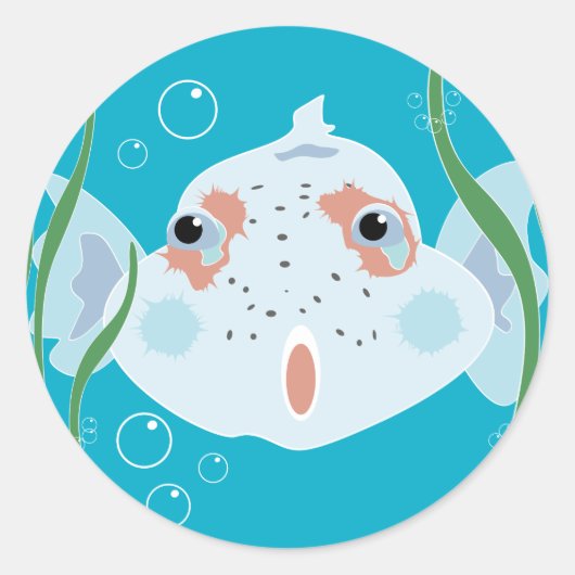 Grappige Vis Ronde Sticker (Voorkant)