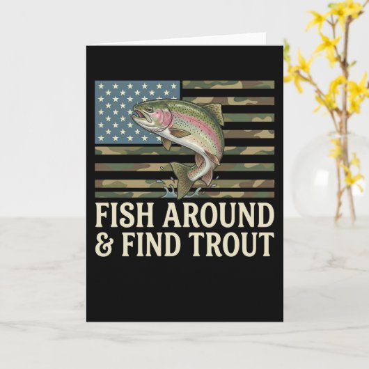 grappige Vis Rondzwemmen en Vind Forel Amerikaanse Kaart (Gele Bloem)