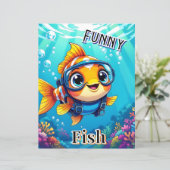 grappige vis | Schattigee Cartoon Kind Nursery Art (Staand voorkant)