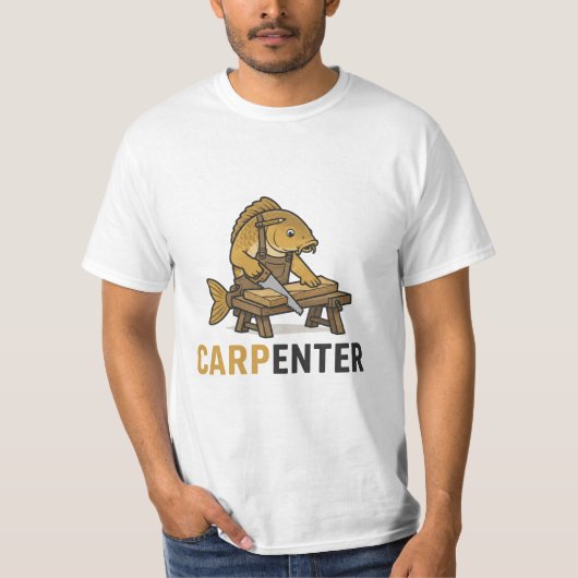 Grappige Vis Timmerman Dier Woordspeling T-shirt (Voorkant)