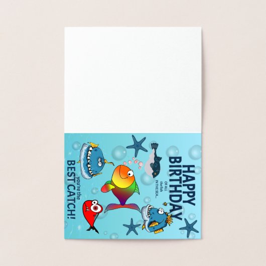 Grappige Vis Verjaardag Folie Kaarten (Binnen)