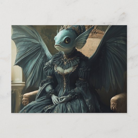 Grappige Vis Vleermuis Royalty-AI Gegenereerd Kuns Briefkaart (Voorkant)