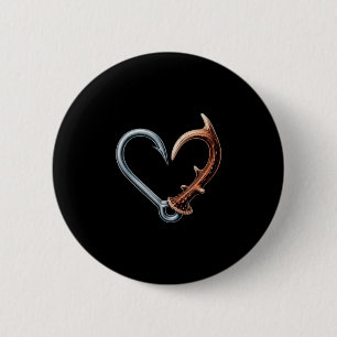 Grappige vishaak gewei hart voor jagen ronde button 5,7 cm