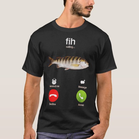 Grappige vishengel met visoproep t-shirt (Voorkant)