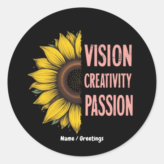 Grappige visie, creativiteit en passie vieren vrou ronde sticker (Voorkant)