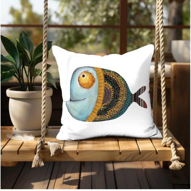 Grappige visillustratie decoratieve interieurkunst kussen (Creator heeft geüpload)